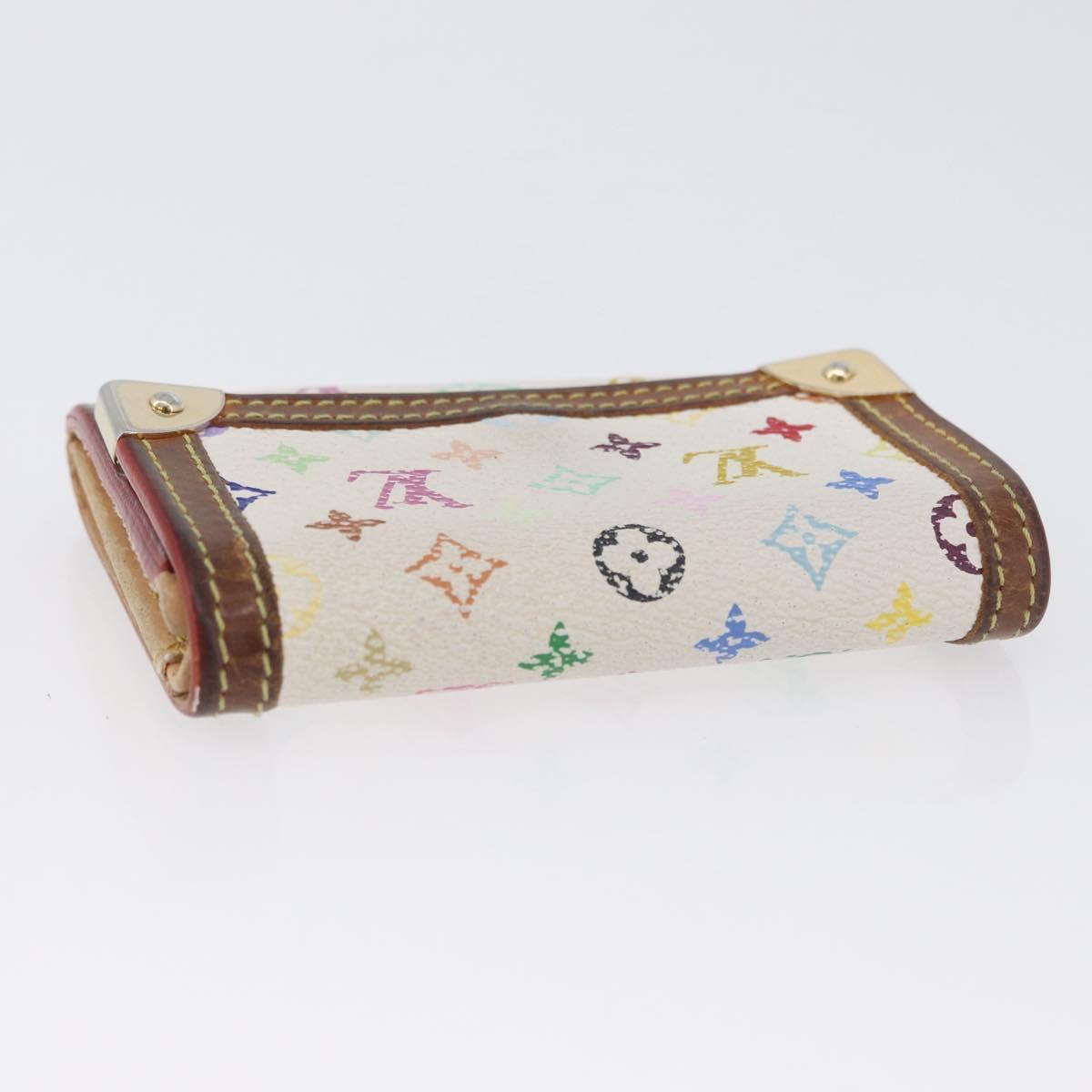 LOUIS VUITTON Multicolor Porte Monnaie Pla Coin Purse White M92657 Auth BA11269