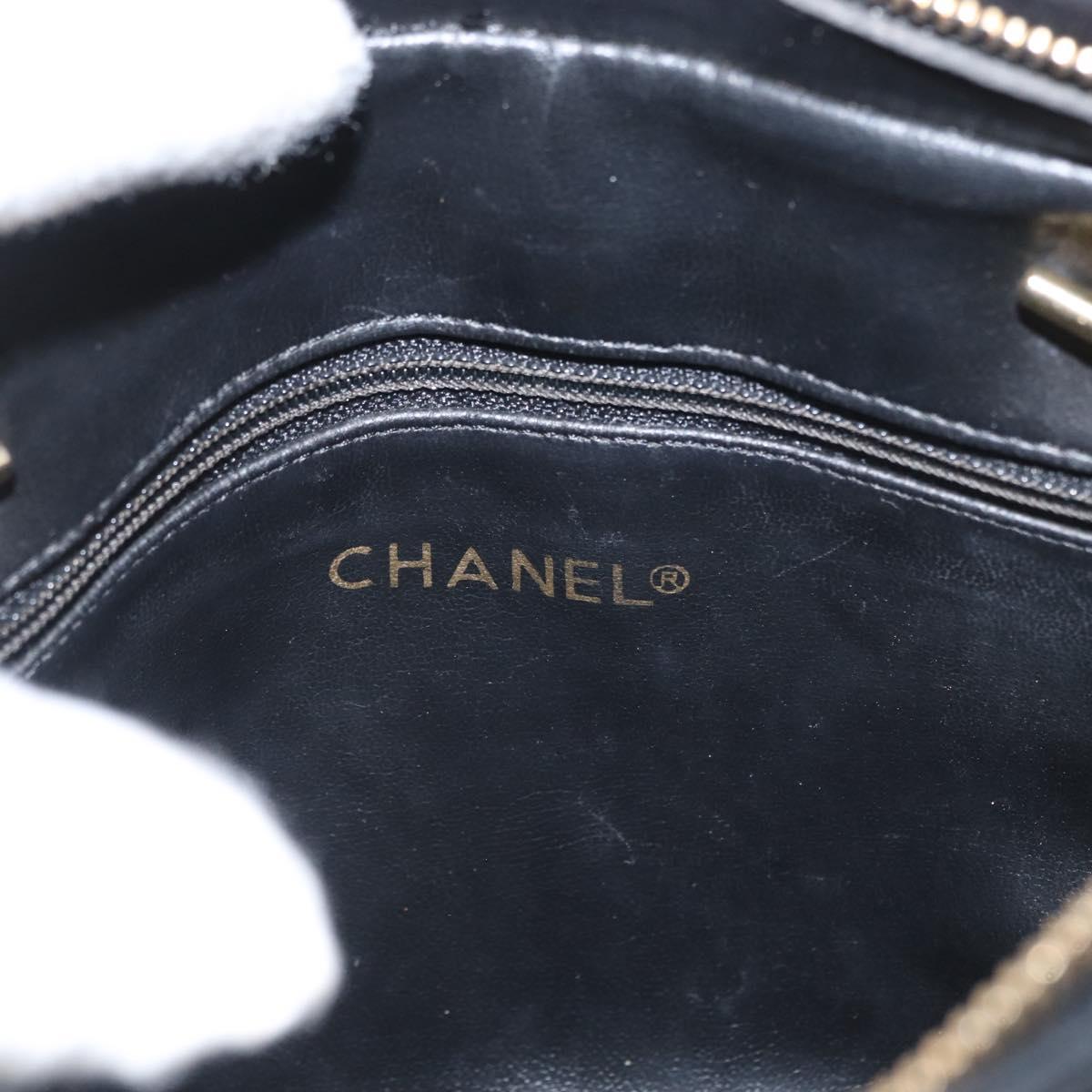 CHANEL Matelasse Chain Shoulder Bag Lamb Skin Black Gold CC Auth BA11274
