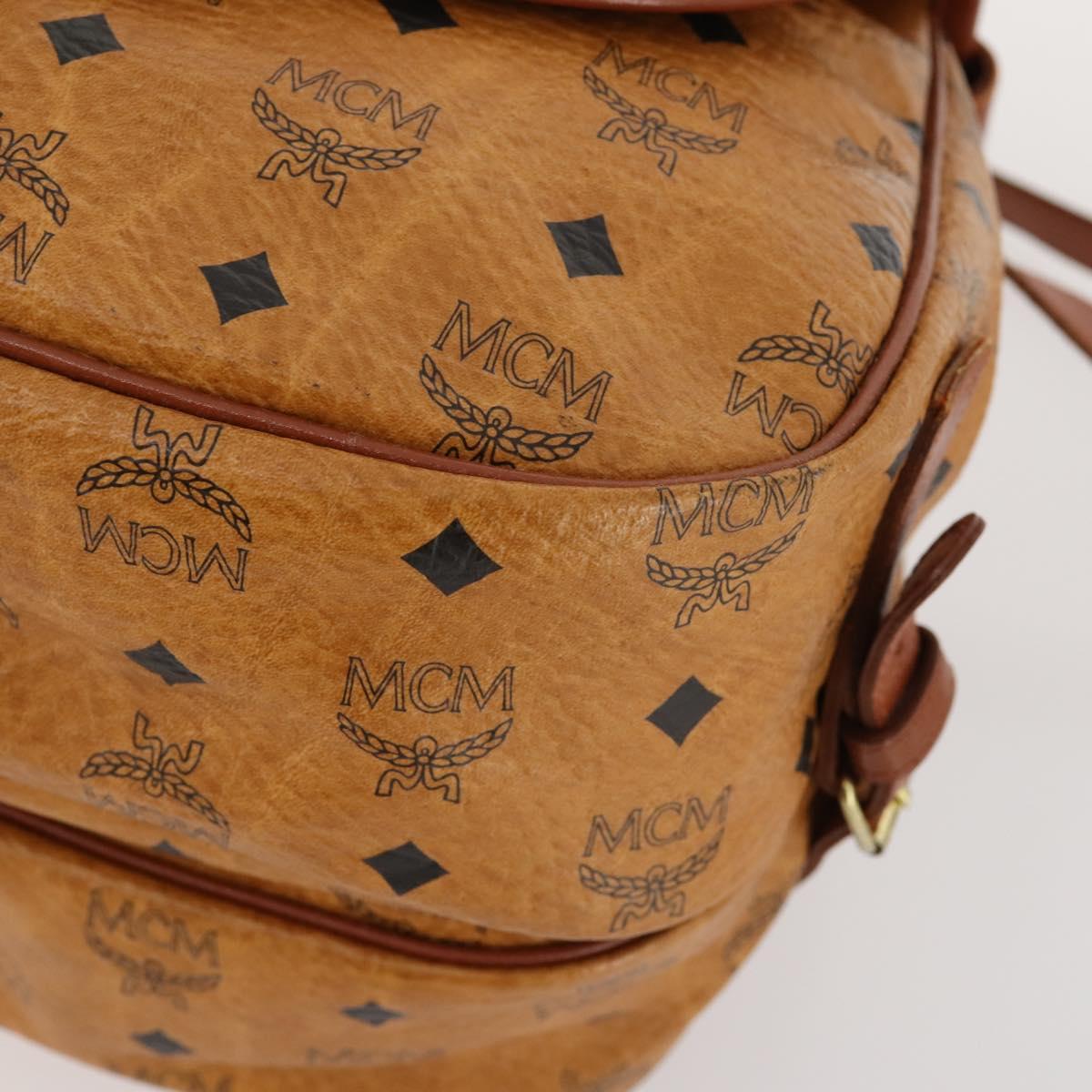 MCM Vicetos Logogram Shoulder Bag PVC Leather Brown Gold Auth BA11276