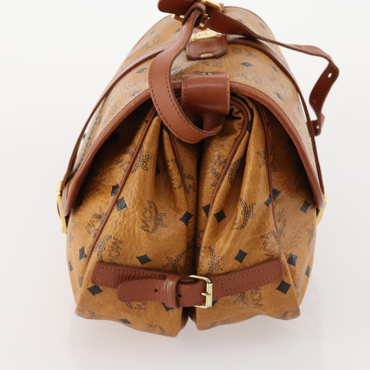 MCM Vicetos Logogram Shoulder Bag PVC Leather Brown Gold Auth BA11276