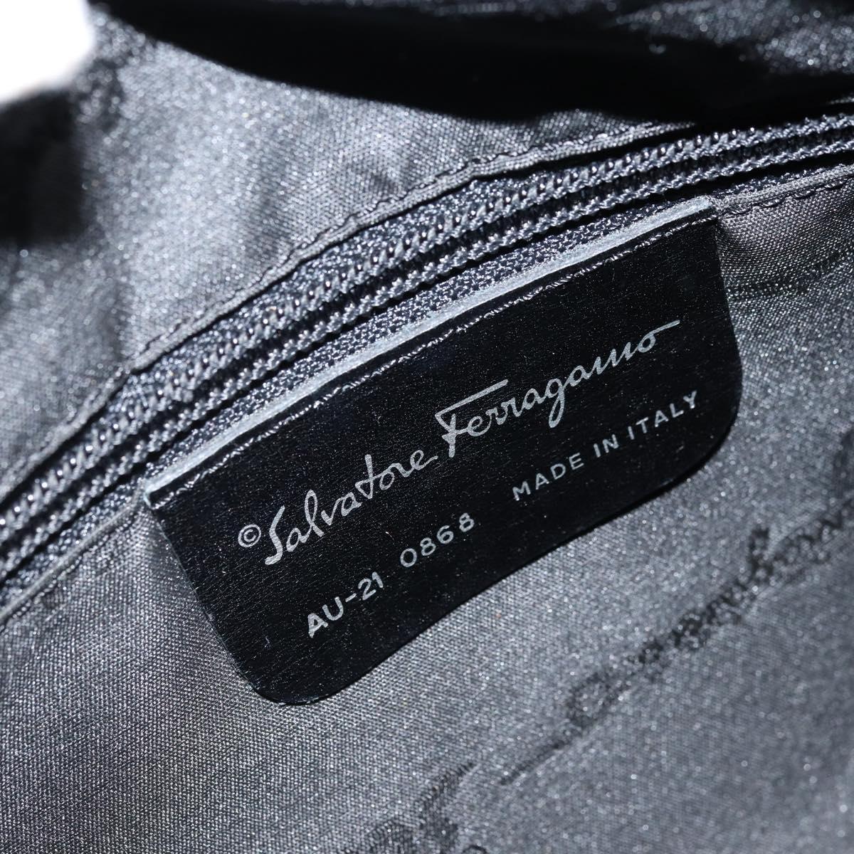 Salvatore Ferragamo Gancini Tote Bag Nylon Black Silver Auth BA11280