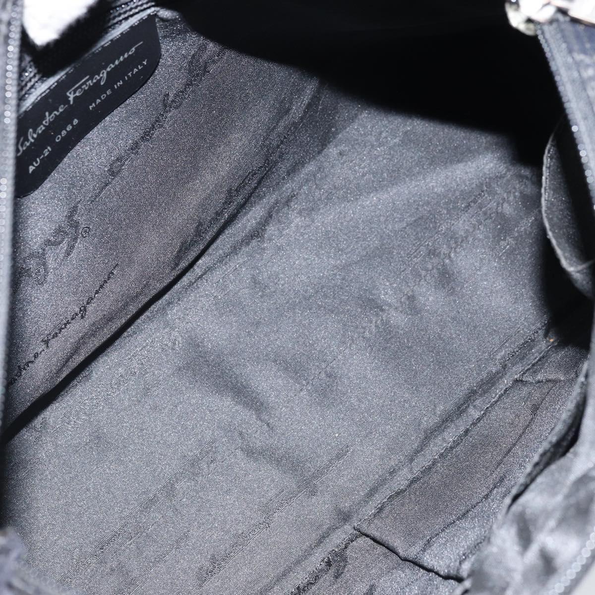 Salvatore Ferragamo Gancini Tote Bag Nylon Black Silver Auth BA11280