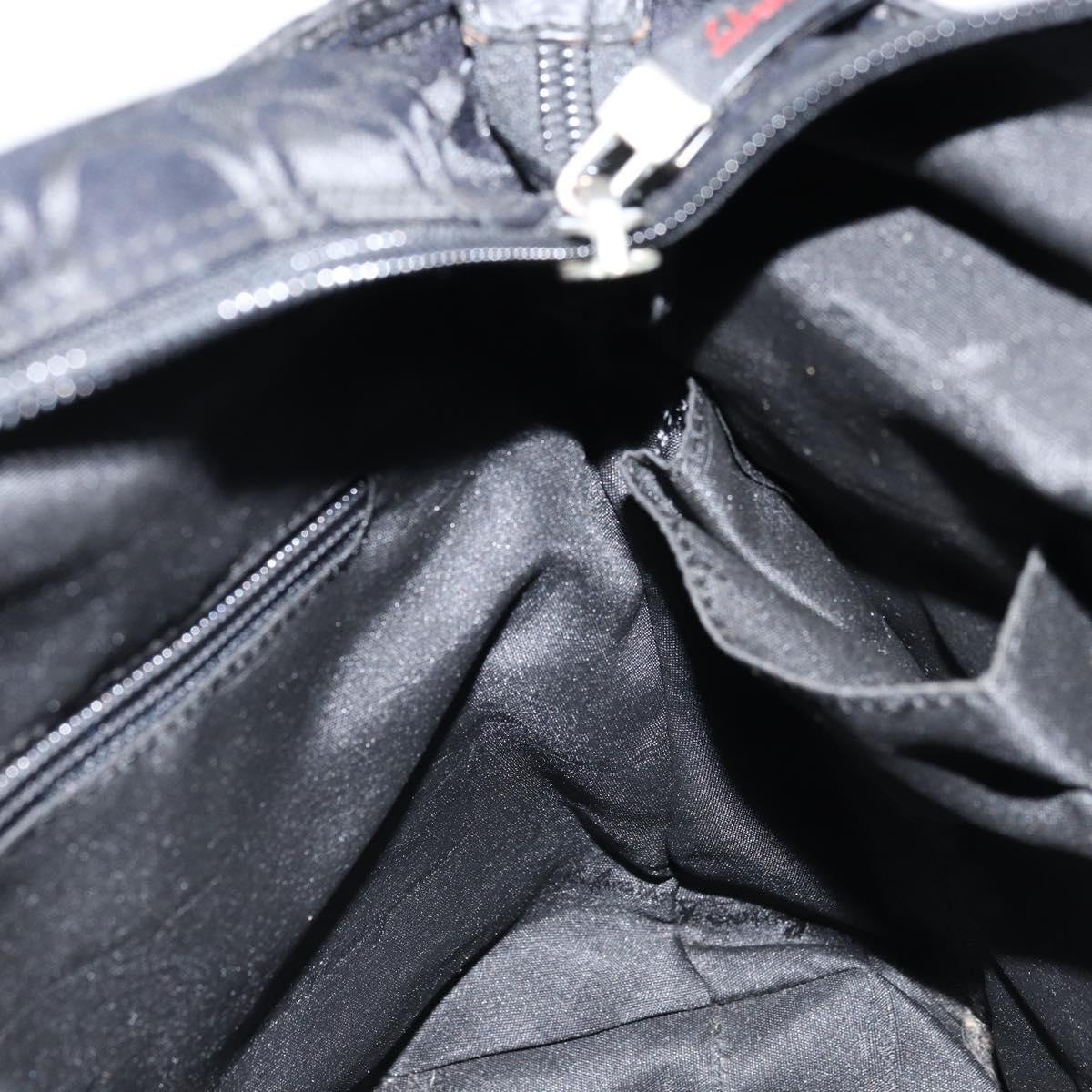Salvatore Ferragamo Gancini Tote Bag Nylon Black Silver Auth BA11280