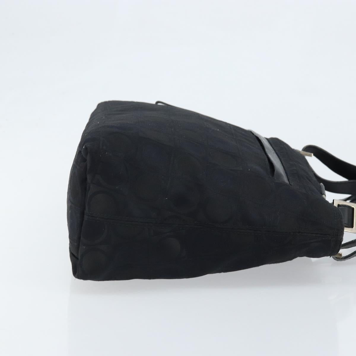 Salvatore Ferragamo Gancini Tote Bag Nylon Black Silver Auth BA11280