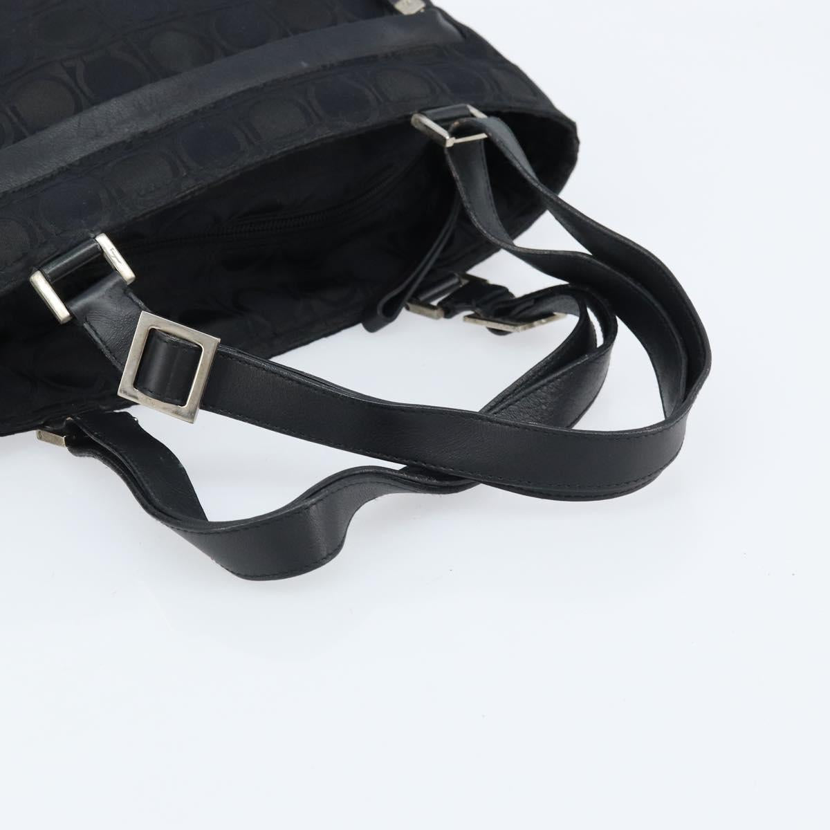 Salvatore Ferragamo Gancini Tote Bag Nylon Black Silver Auth BA11280