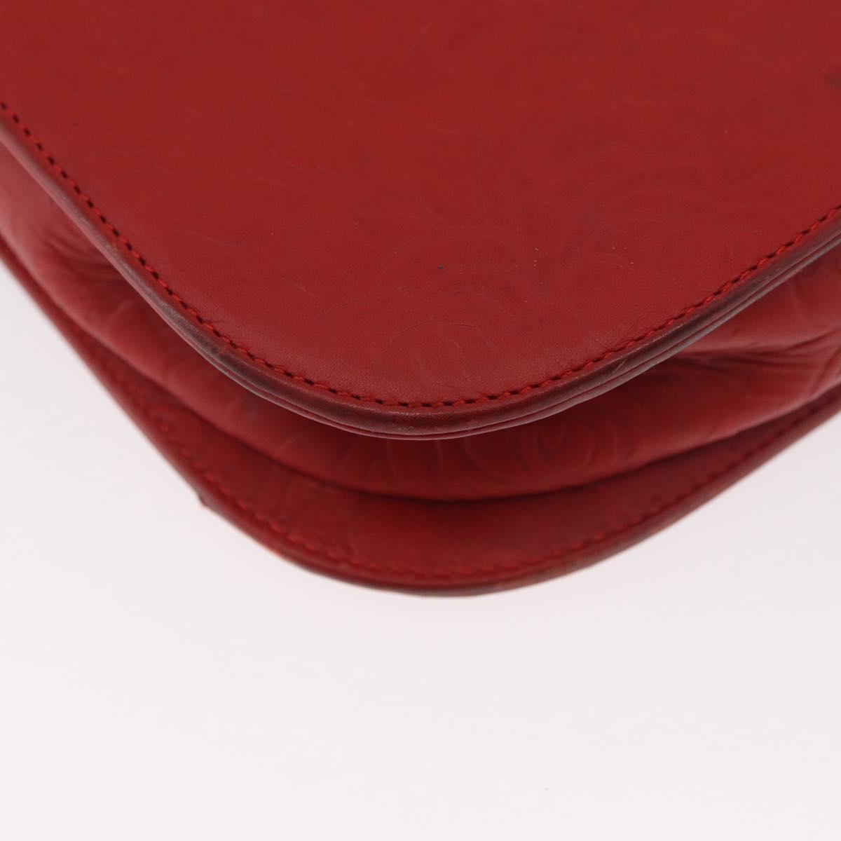 VALENTINO Shoulder Bag Leather Red Gold Auth BA11281