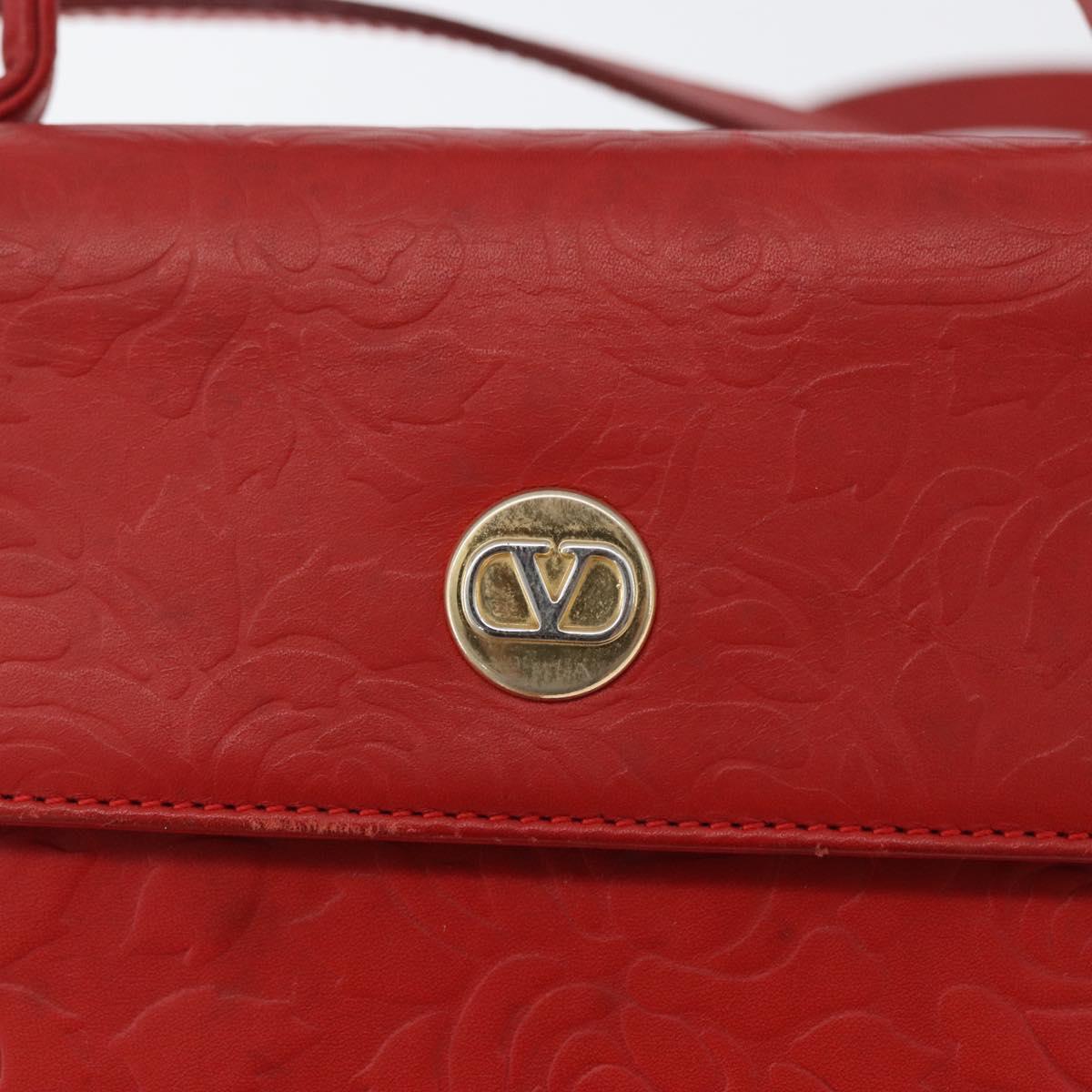 VALENTINO Shoulder Bag Leather Red Gold Auth BA11281
