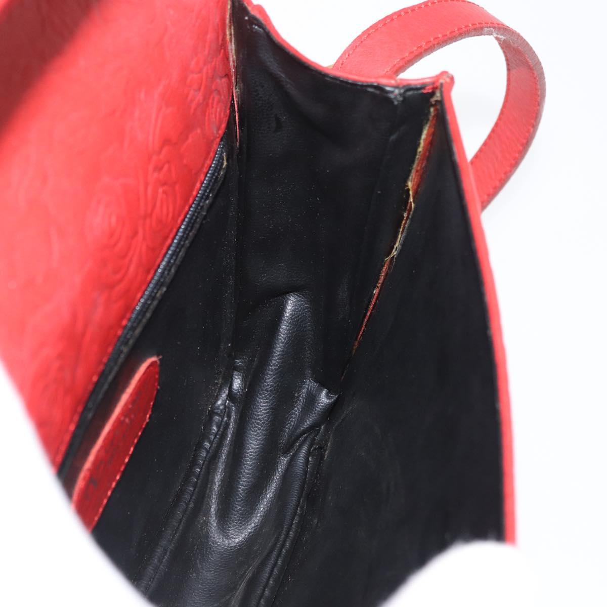 VALENTINO Shoulder Bag Leather Red Gold Auth BA11281