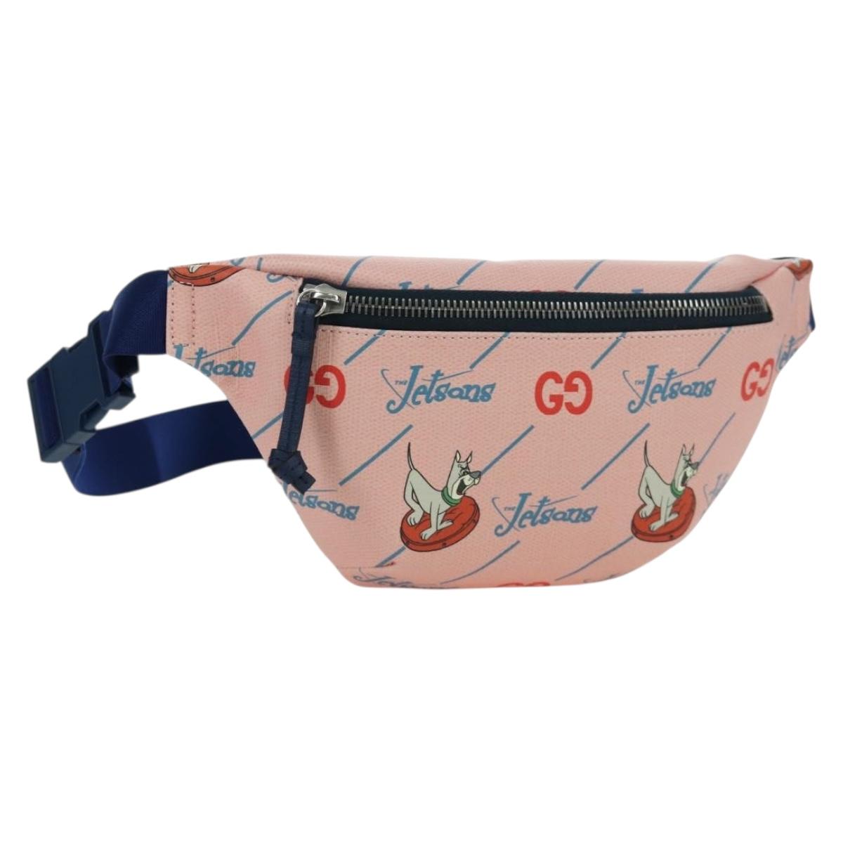 GUCCI GG Supreme Jetsons Collaboration Body Bag PVC Pink 502095 Auth BA11289V