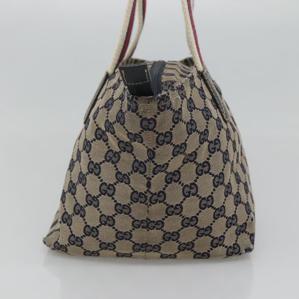 GUCCI GG Canvas Sherry Line Tote Bag Navy Red 131228 Auth BA1129
