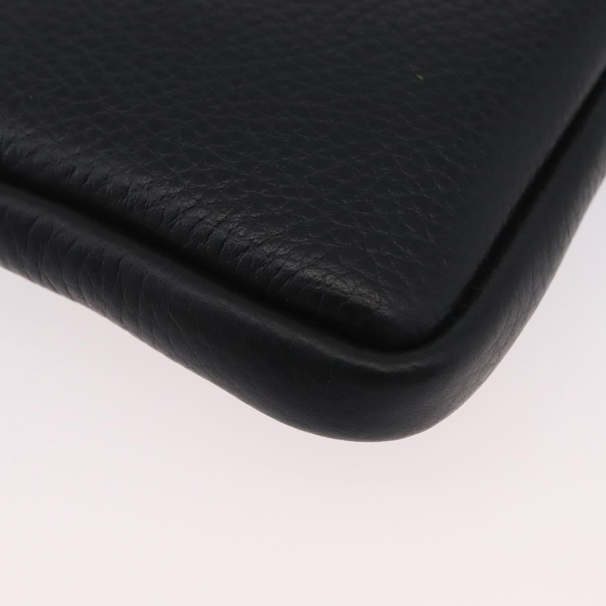 BURBERRY Phone Case Leather Black Gold Auth BA11293V