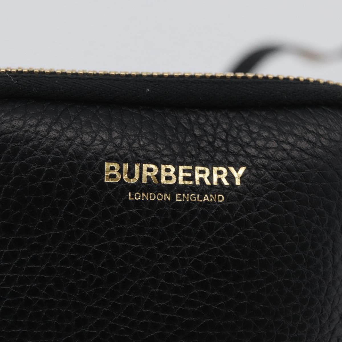 BURBERRY Phone Case Leather Black Gold Auth BA11293V