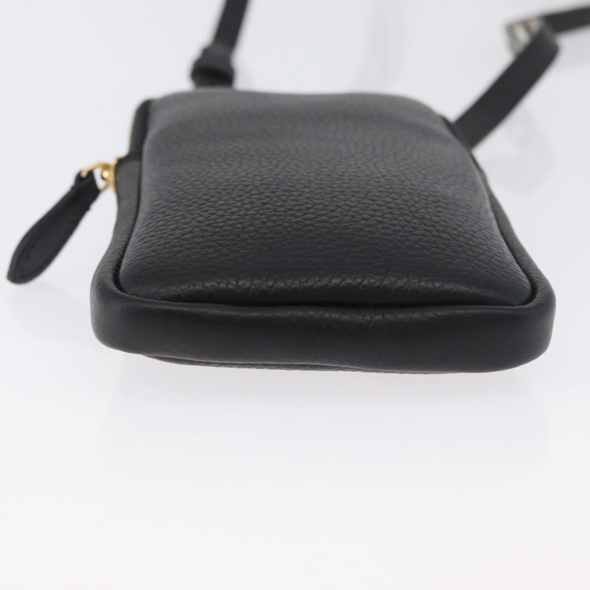 BURBERRY Phone Case Leather Black Gold Auth BA11293V