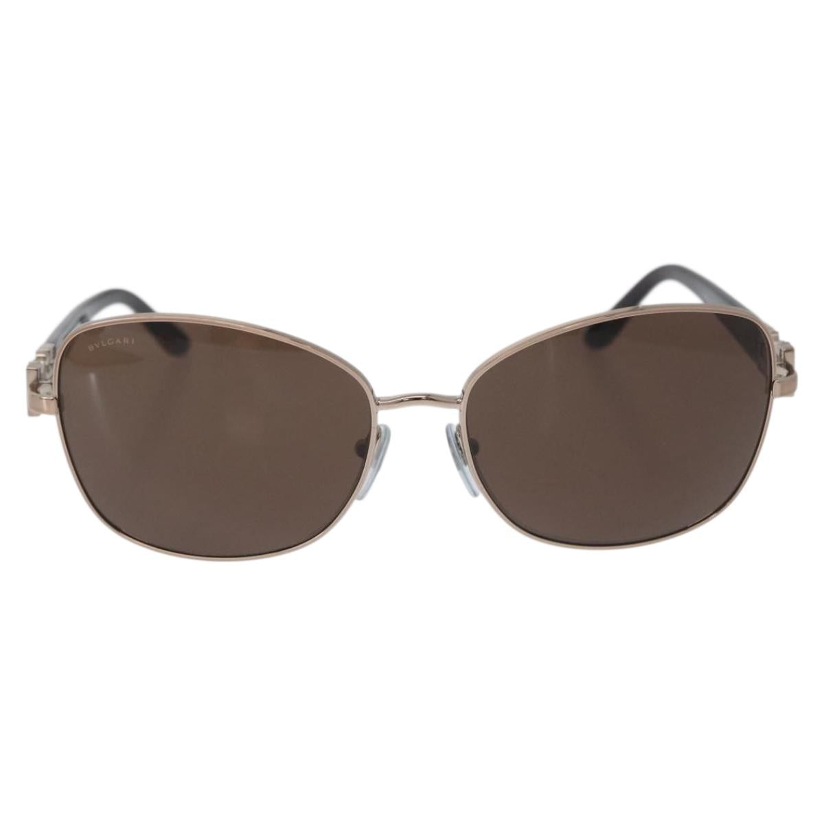 BVLGARI Sunglasses metal Brown 6066-B Auth BA11295V