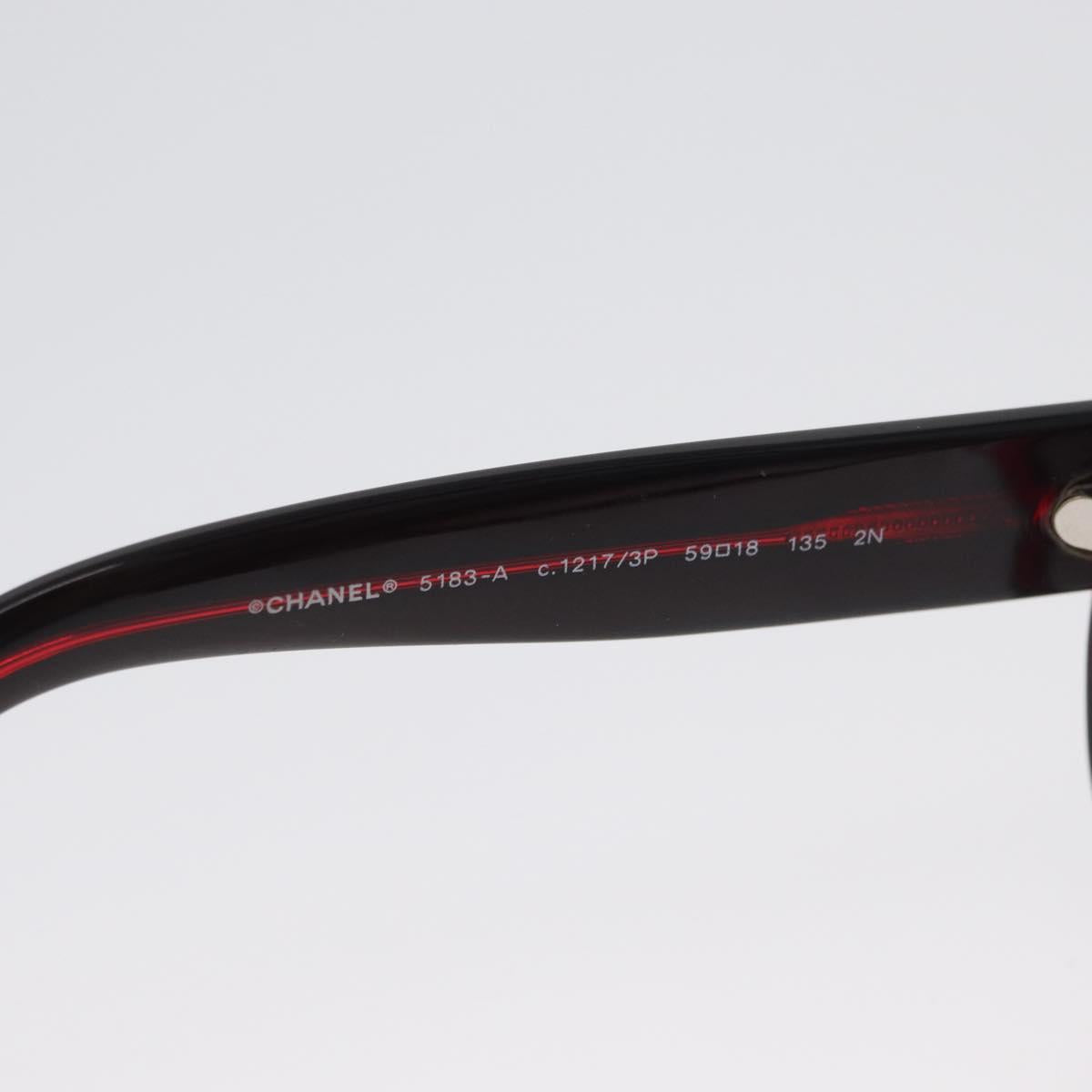 CHANEL COCO Mark Sunglasses plastic Red 5183-A CC Auth BA11304