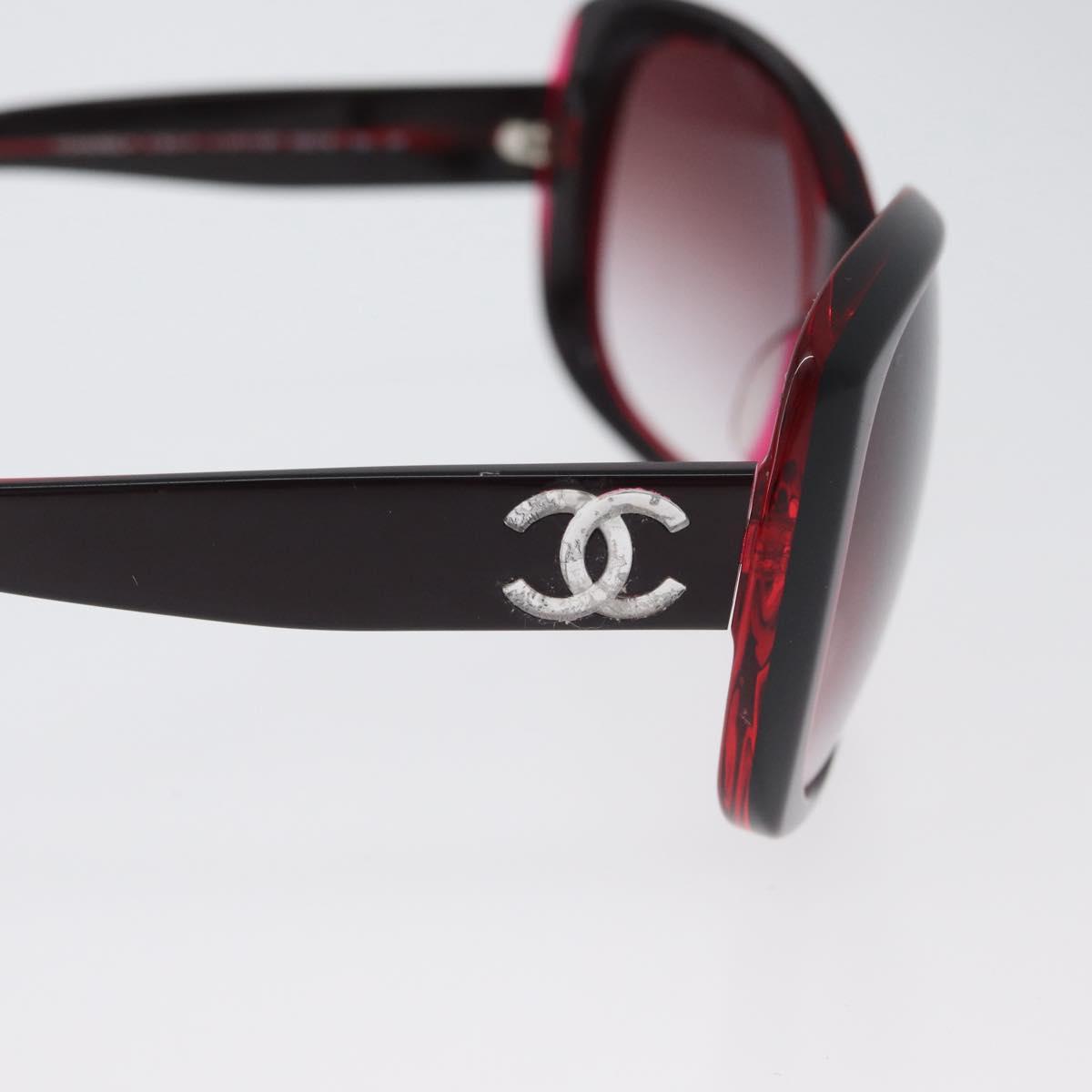 CHANEL COCO Mark Sunglasses plastic Red 5183-A CC Auth BA11304