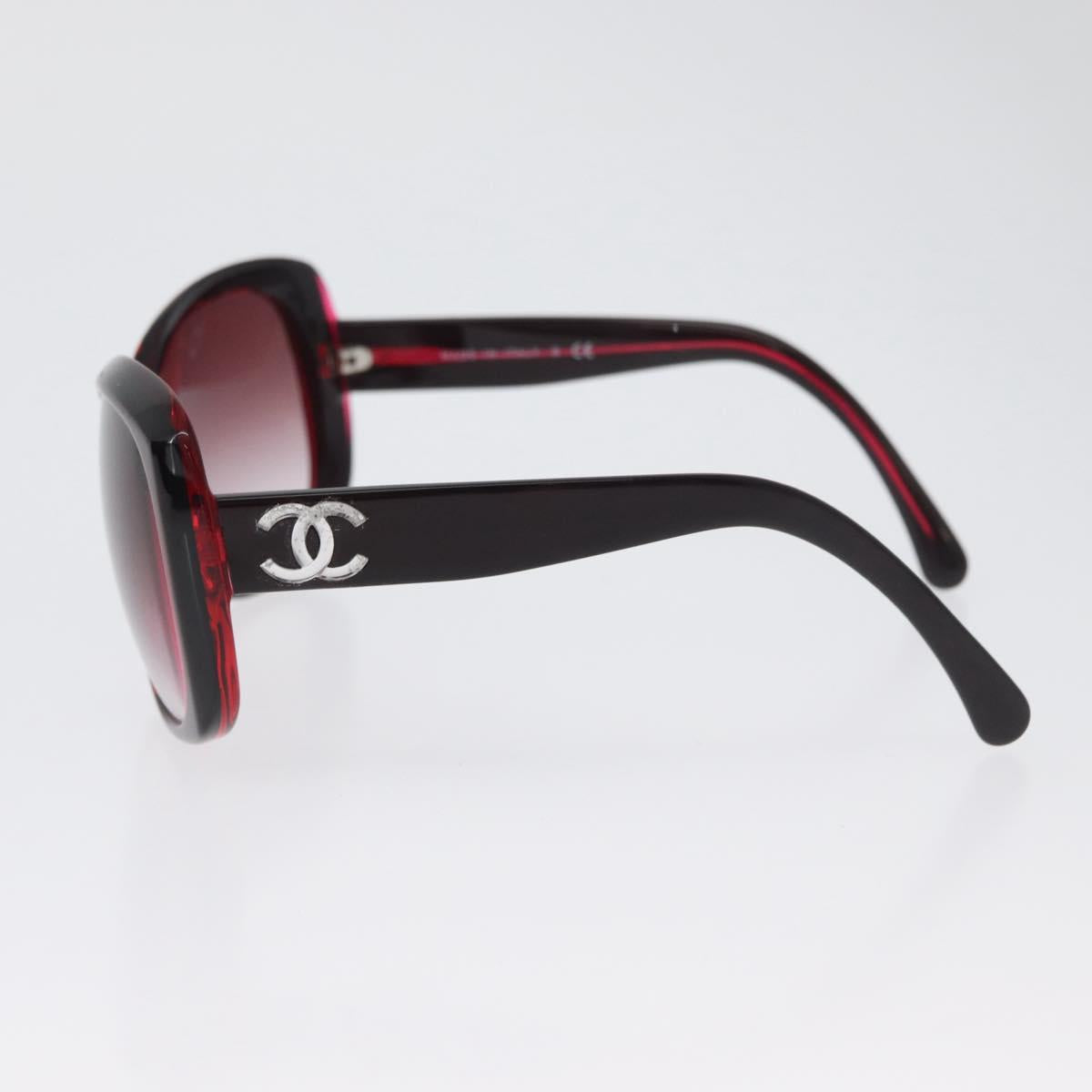 CHANEL COCO Mark Sunglasses plastic Red 5183-A CC Auth BA11304