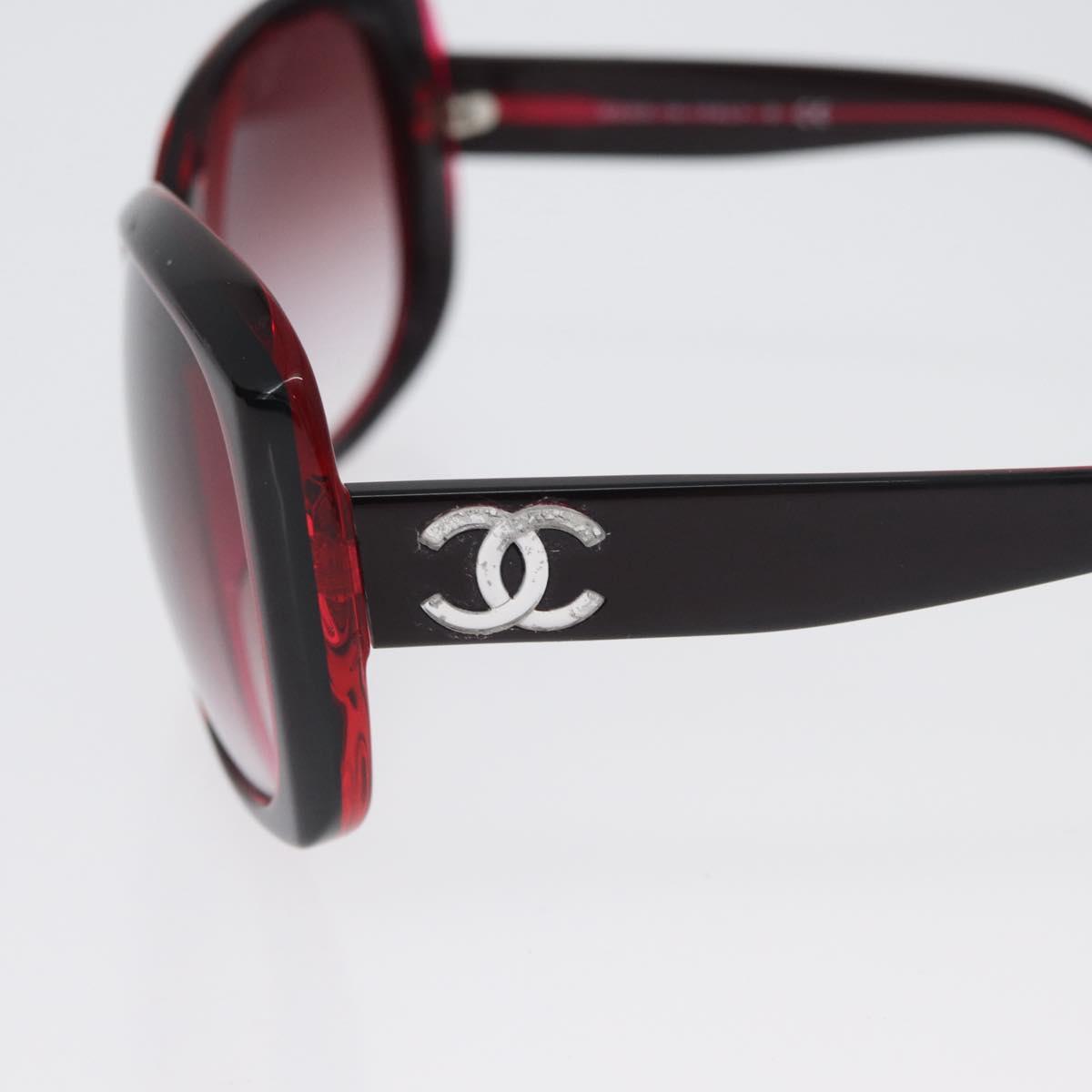 CHANEL COCO Mark Sunglasses plastic Red 5183-A CC Auth BA11304