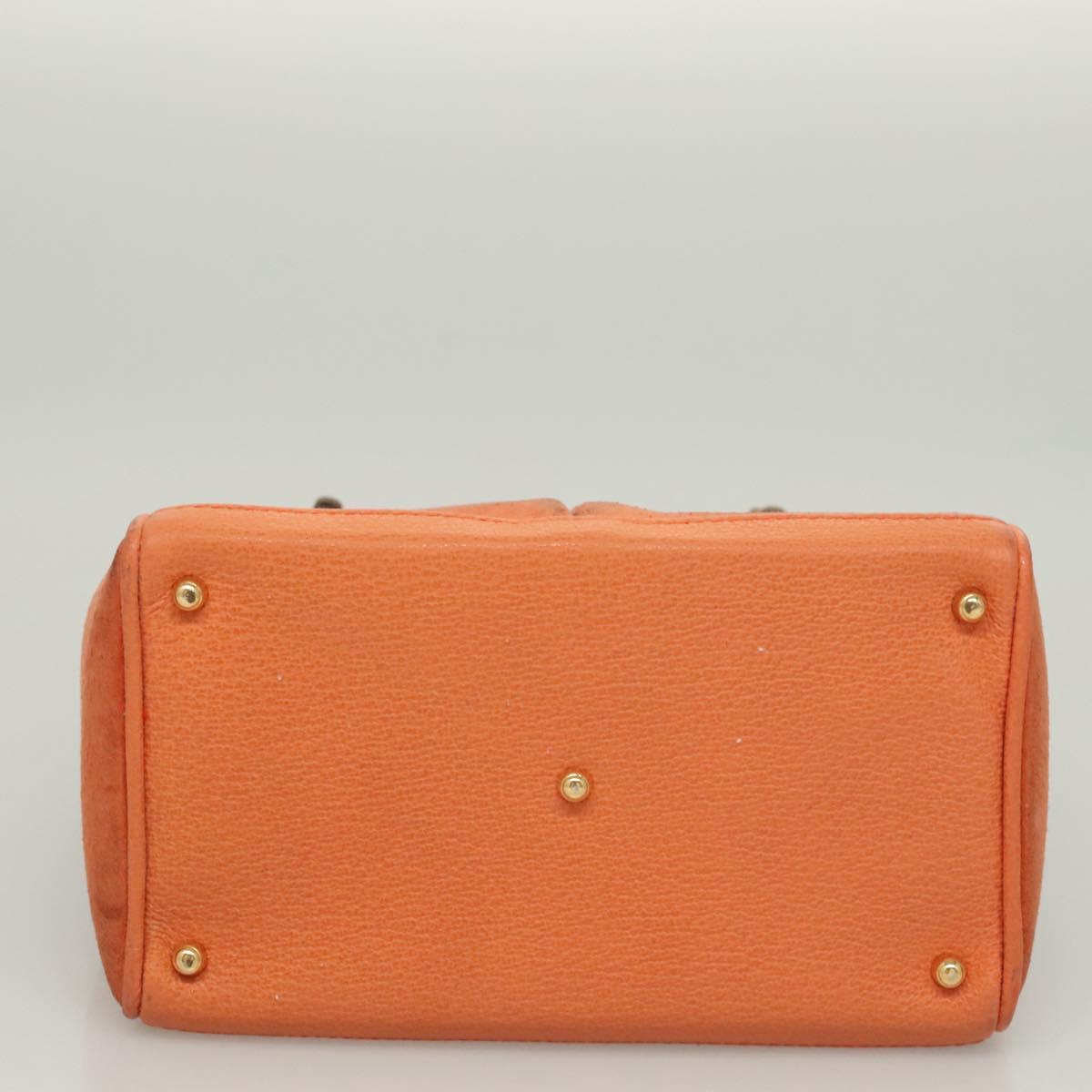 GUCCI Bamboo Hand Bag Suede 2way Orange Gold 000 123 0316 Auth BA1132