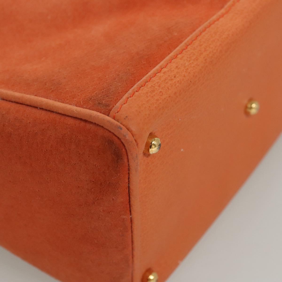 GUCCI Bamboo Hand Bag Suede 2way Orange Gold 000 123 0316 Auth BA1132