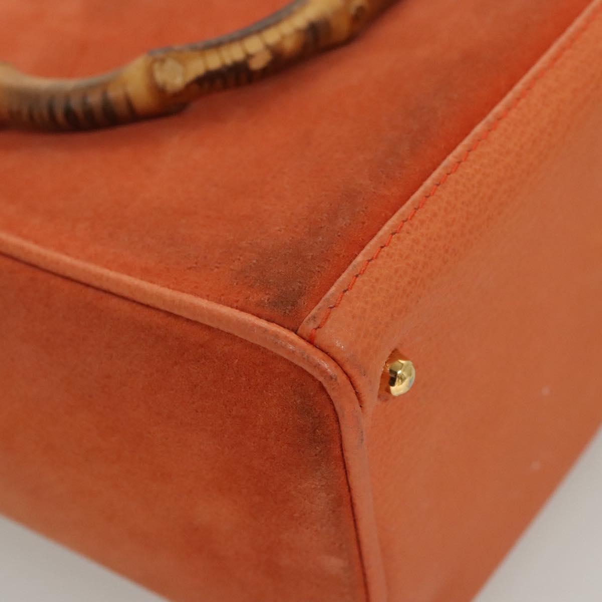 GUCCI Bamboo Hand Bag Suede 2way Orange Gold 000 123 0316 Auth BA1132