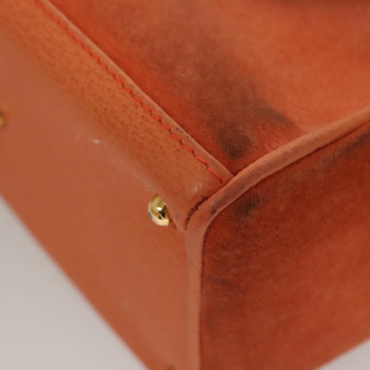GUCCI Bamboo Hand Bag Suede 2way Orange Gold 000 123 0316 Auth BA1132
