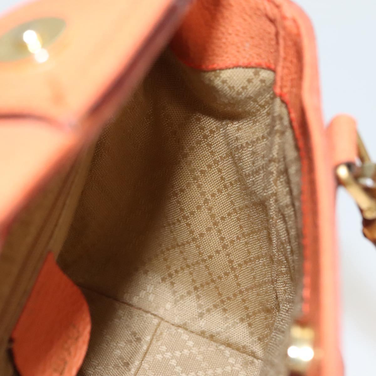 GUCCI Bamboo Hand Bag Suede 2way Orange Gold 000 123 0316 Auth BA1132