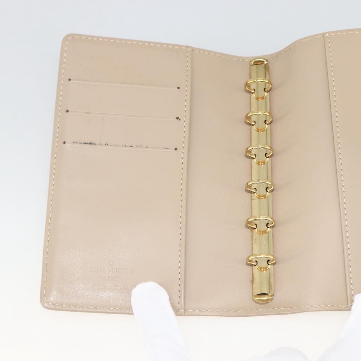 LOUIS VUITTON Vernis Agenda PM Day Planner Cover Beige R21001 LV Auth BA11326