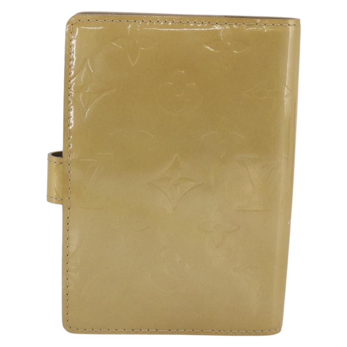 LOUIS VUITTON Vernis Agenda PM Day Planner Cover Beige R21001 LV Auth BA11326