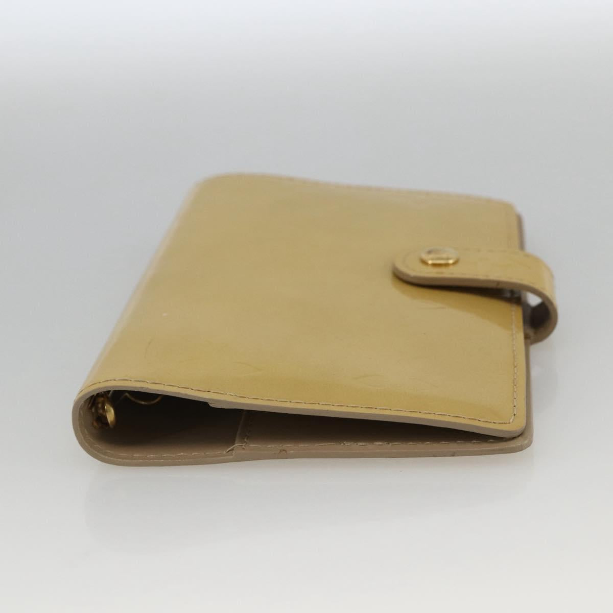 LOUIS VUITTON Vernis Agenda PM Day Planner Cover Beige R21001 LV Auth BA11326