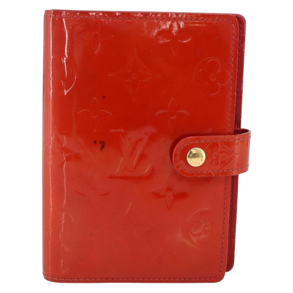 LOUIS VUITTON Vernis Agenda PM Day Planner Cover Rouge R21003 LV Auth BA11327