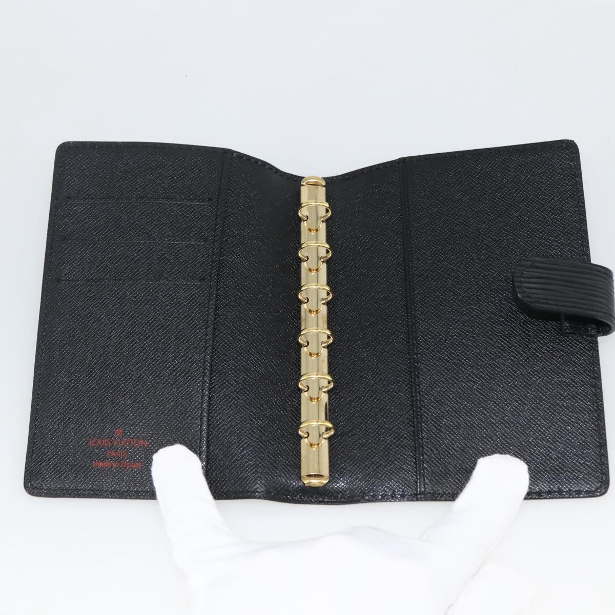 LOUIS VUITTON Epi Agenda PM Day Planner Cover Black R20092 LV Auth BA11328