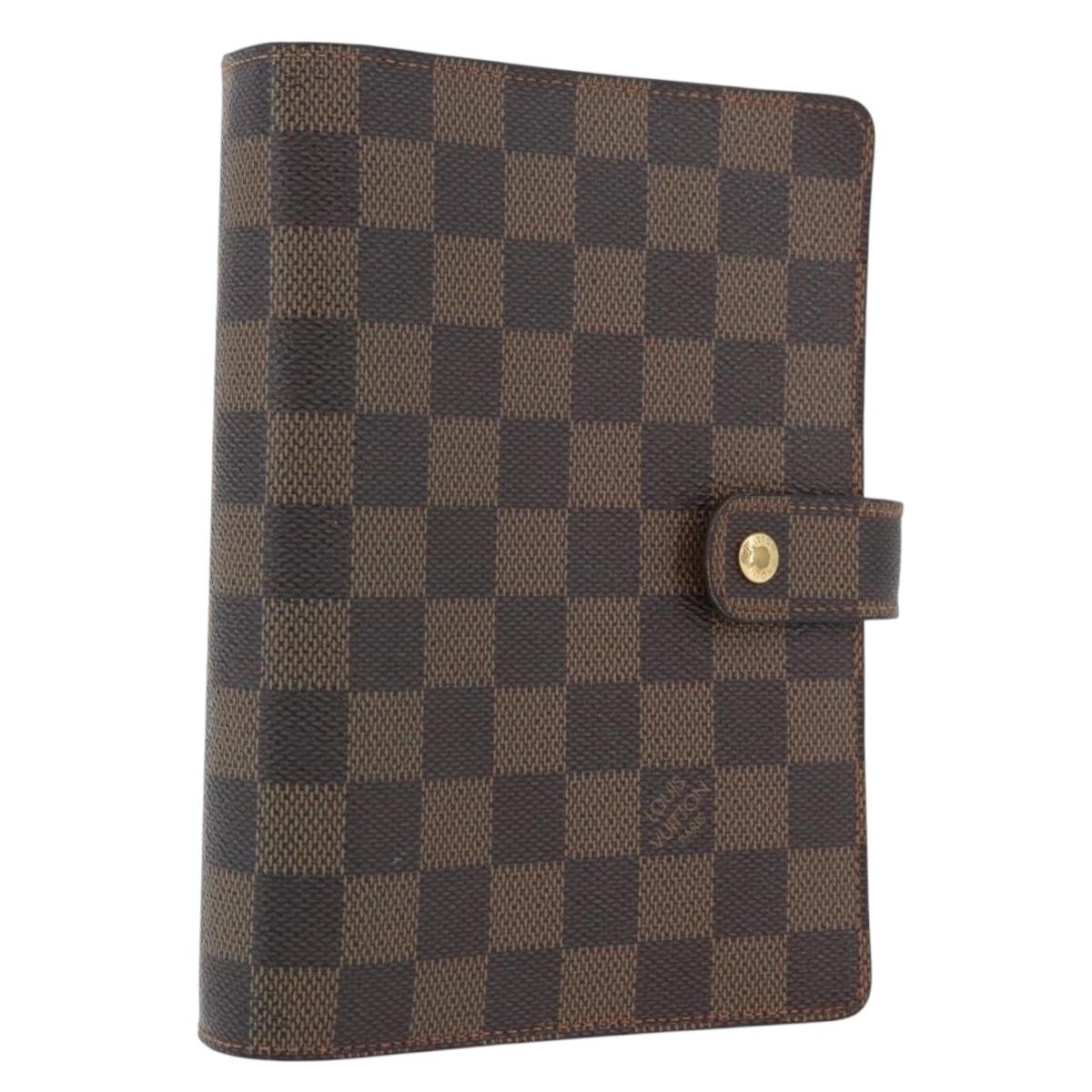 LOUIS VUITTON Damier Ebene Agenda MM Day Planner Cover R20240 LV Auth BA11331