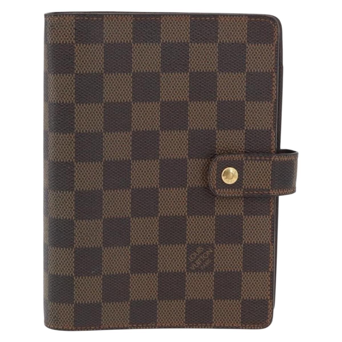 LOUIS VUITTON Damier Ebene Agenda MM Day Planner Cover R20240 LV Auth BA11331
