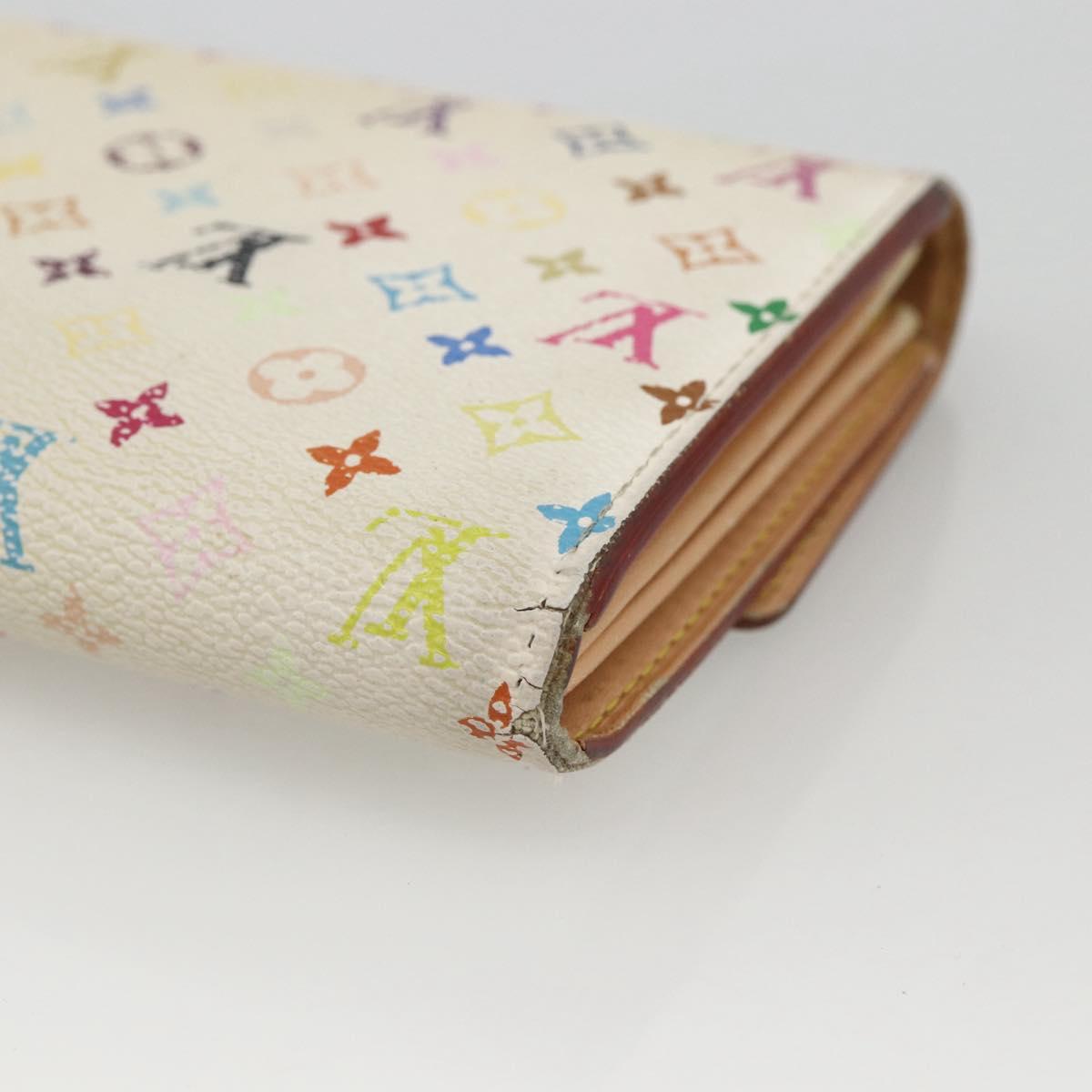 LOUIS VUITTON Multicolor Portefeuille Sarah Wallet White M93532 LV Auth BA11332