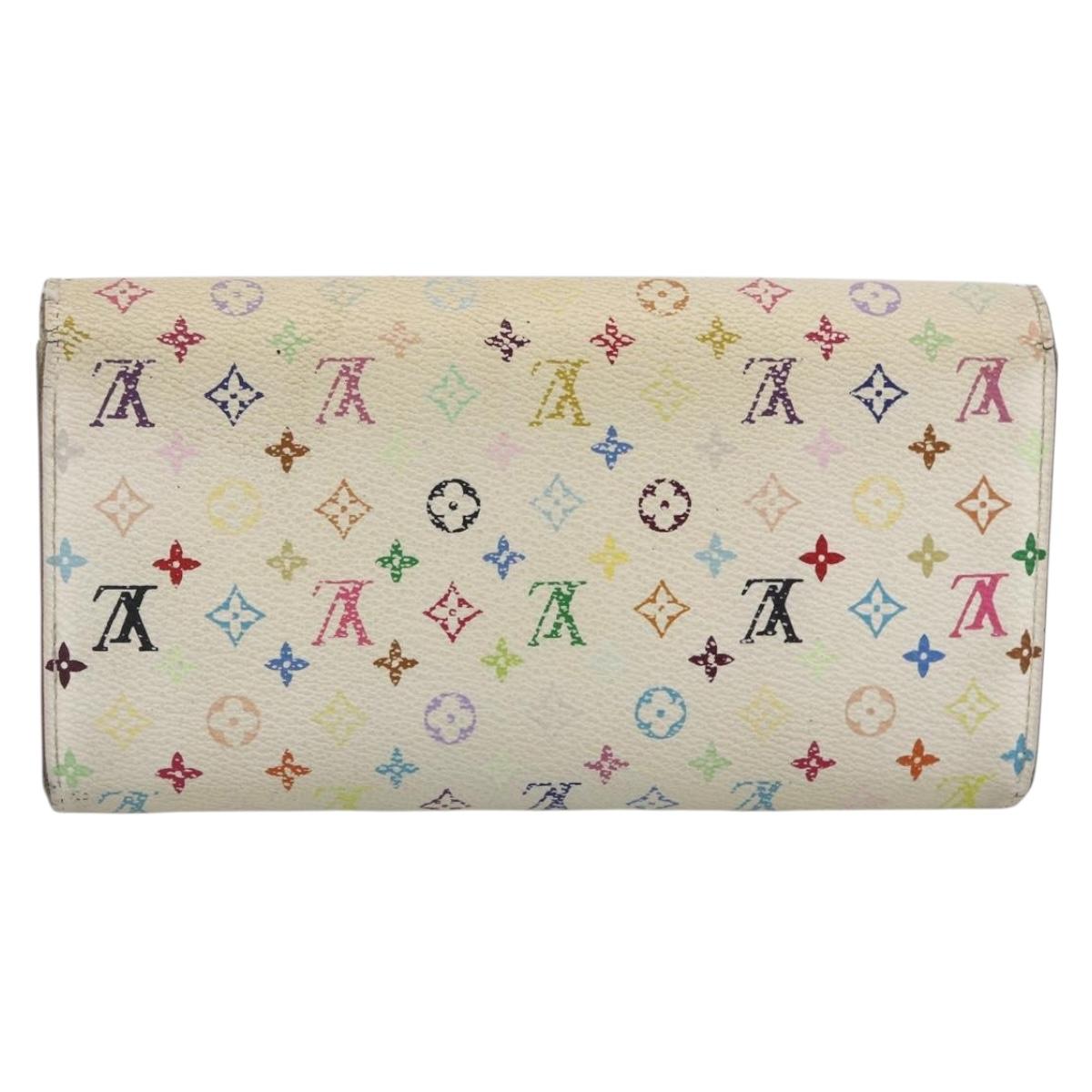 LOUIS VUITTON Multicolor Portefeuille Sarah Wallet White M93532 LV Auth BA11332