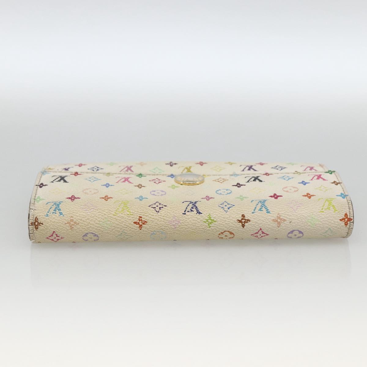 LOUIS VUITTON Multicolor Portefeuille Sarah Wallet White M93532 LV Auth BA11332
