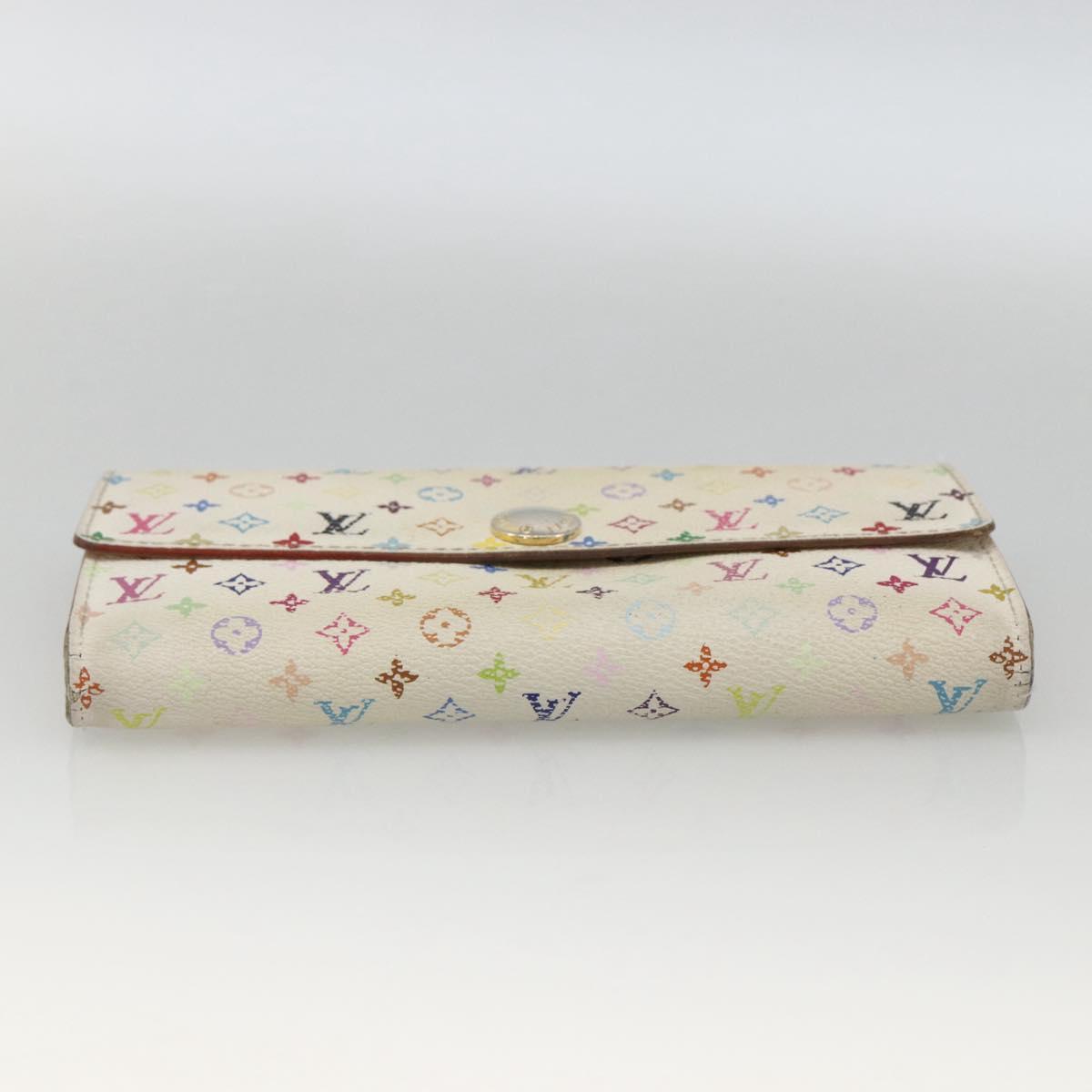 LOUIS VUITTON Multicolor Portefeuille Sarah Wallet White M93532 LV Auth BA11332