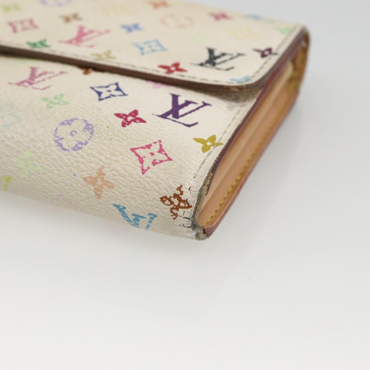 LOUIS VUITTON Multicolor Portefeuille Sarah Wallet White M93532 LV Auth BA11332