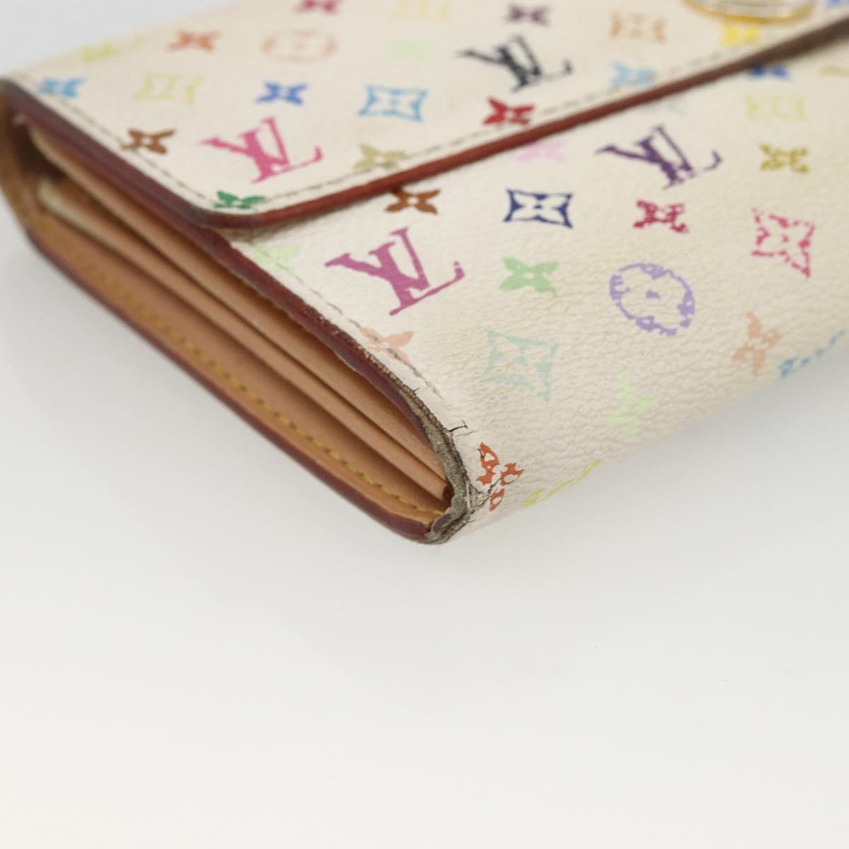 LOUIS VUITTON Multicolor Portefeuille Sarah Wallet White M93532 LV Auth BA11332