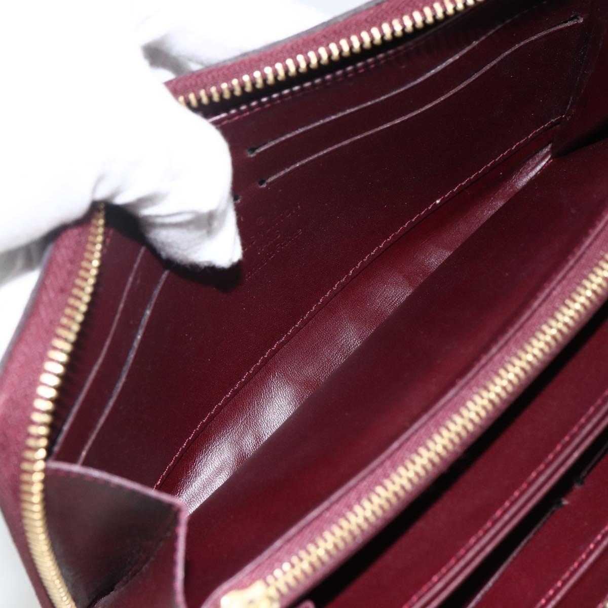 LOUIS VUITTON Monogram Vernis Zippy Long Wallet Rouge Favist M91536 Auth BA11335