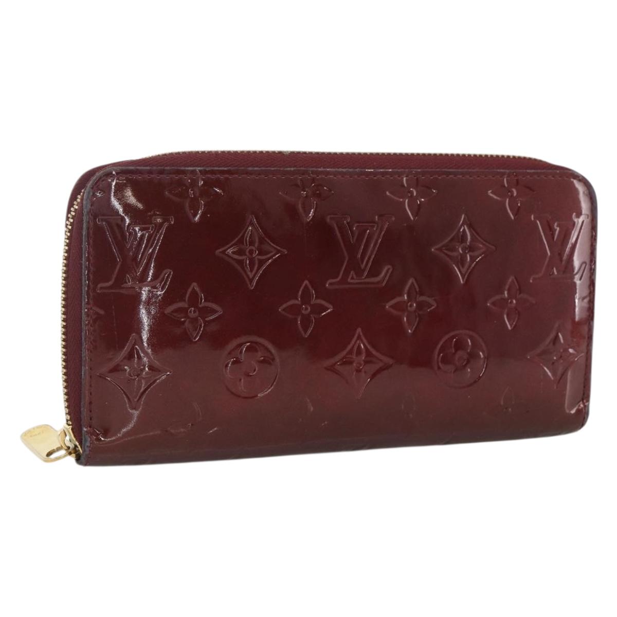 LOUIS VUITTON Monogram Vernis Zippy Long Wallet Rouge Favist M91536 Auth BA11335