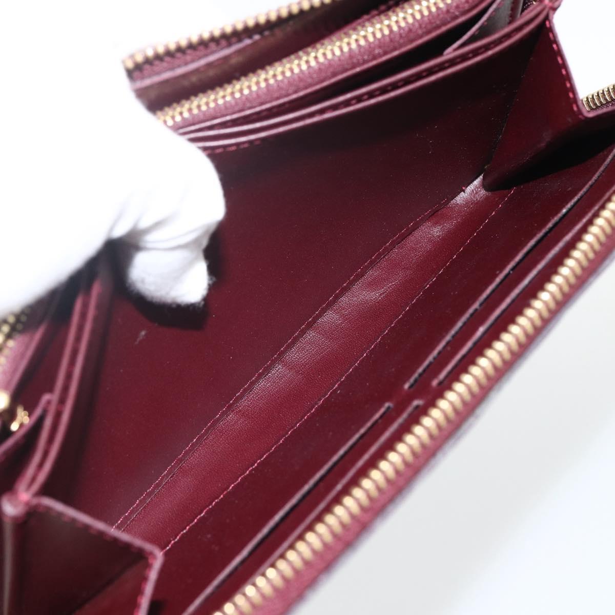 LOUIS VUITTON Monogram Vernis Zippy Long Wallet Rouge Favist M91536 Auth BA11335