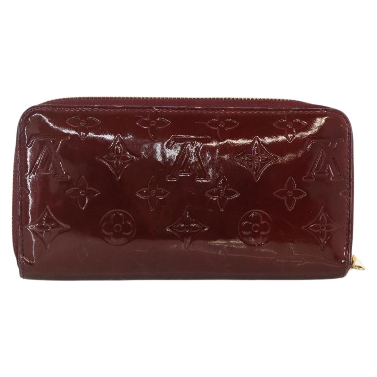 LOUIS VUITTON Monogram Vernis Zippy Long Wallet Rouge Favist M91536 Auth BA11335