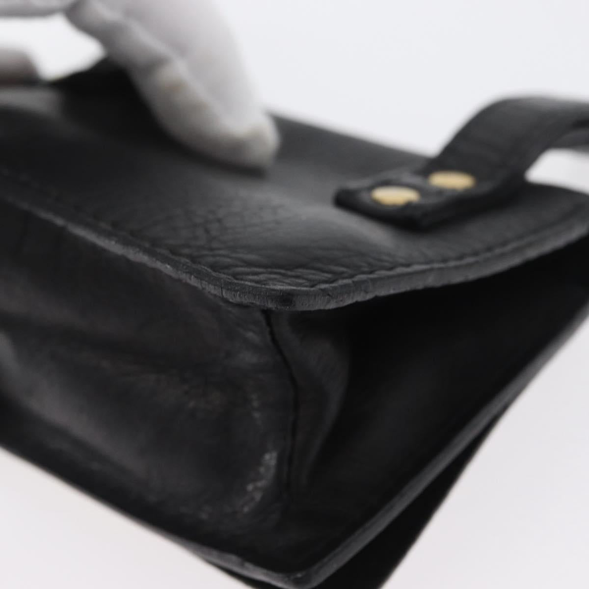 Gianni Versace Belt Pouch Leather Black Gold Auth BA11338