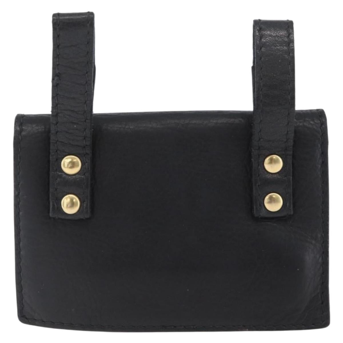 Gianni Versace Belt Pouch Leather Black Gold Auth BA11338