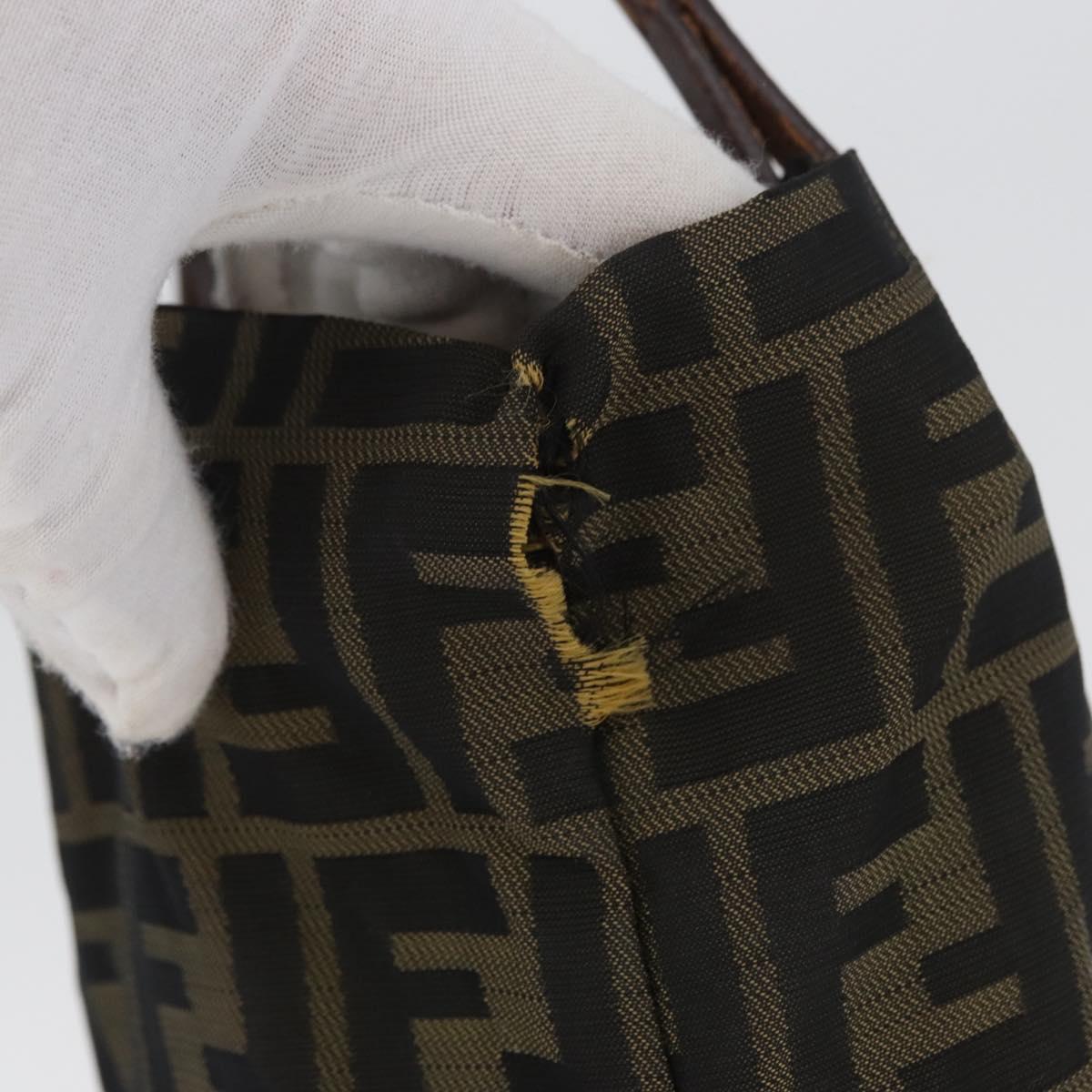 FENDI Zucca Canvas Hand Bag Brown Black Auth BA11341