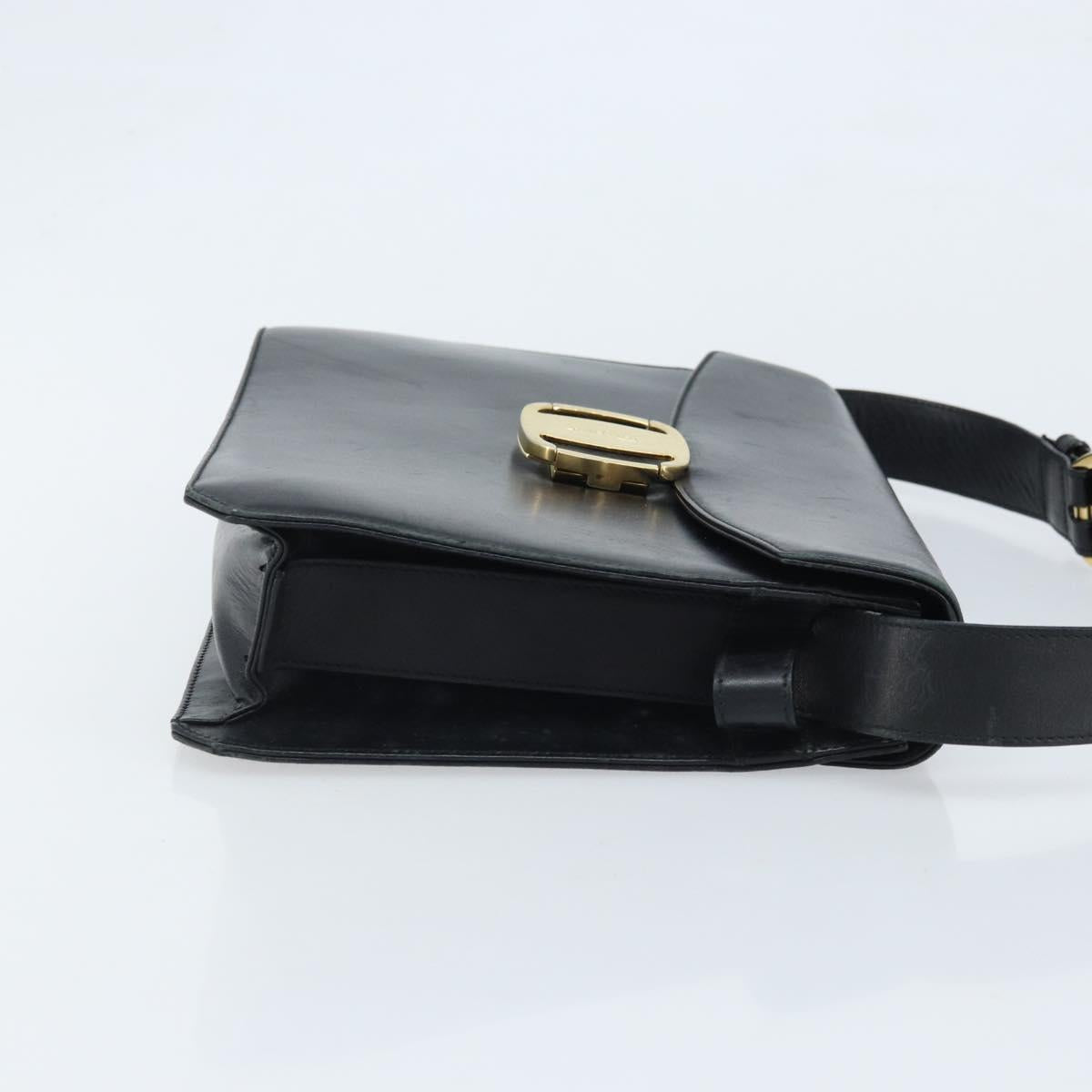 Salvatore Ferragamo Vala Shoulder Bag Leather Black Gold Auth BA11344