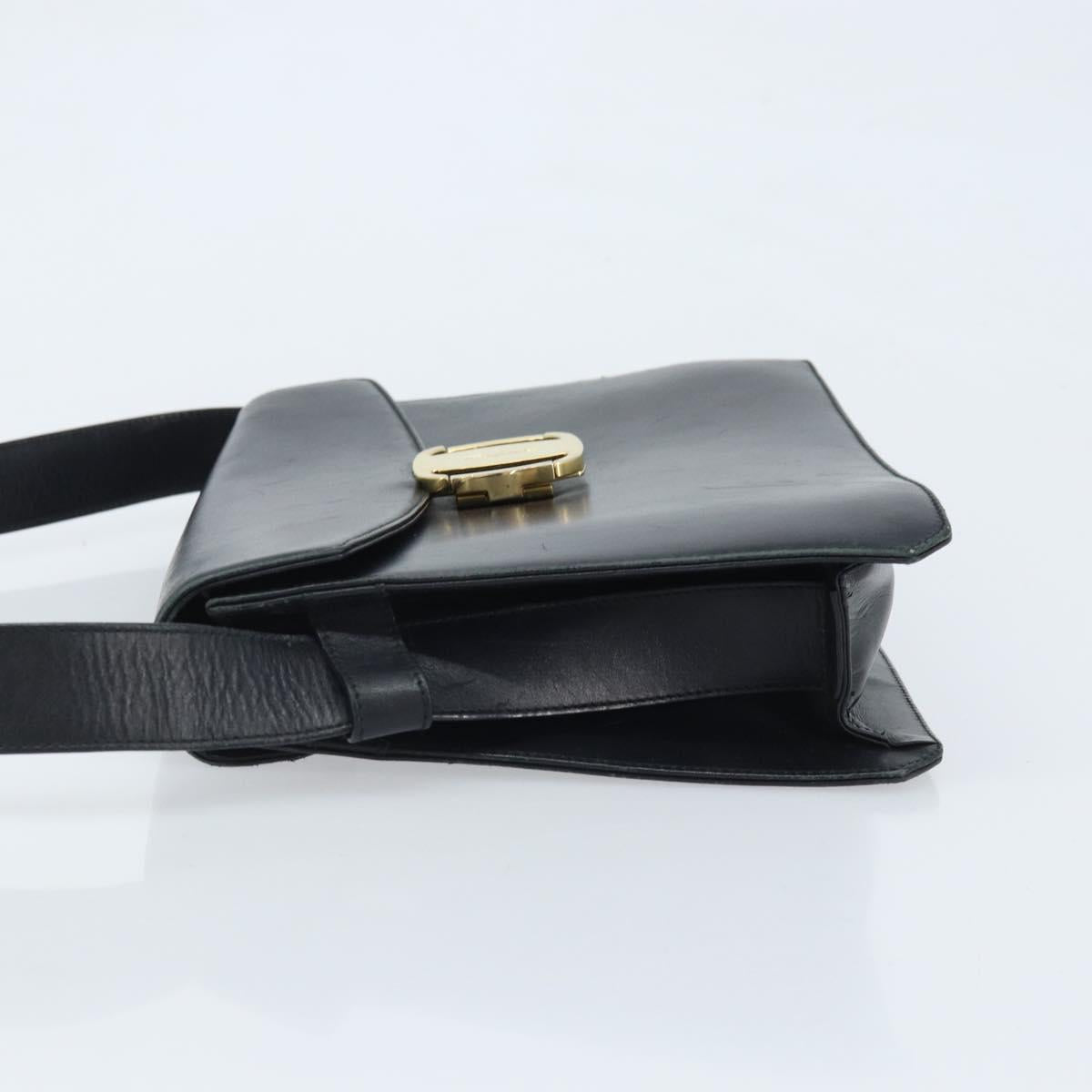 Salvatore Ferragamo Vala Shoulder Bag Leather Black Gold Auth BA11344