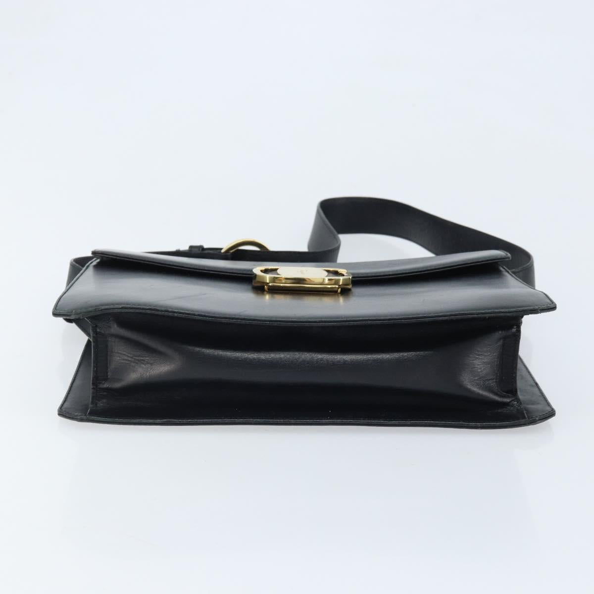 Salvatore Ferragamo Vala Shoulder Bag Leather Black Gold Auth BA11344